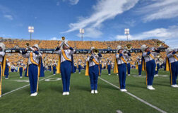 american university marching band football game