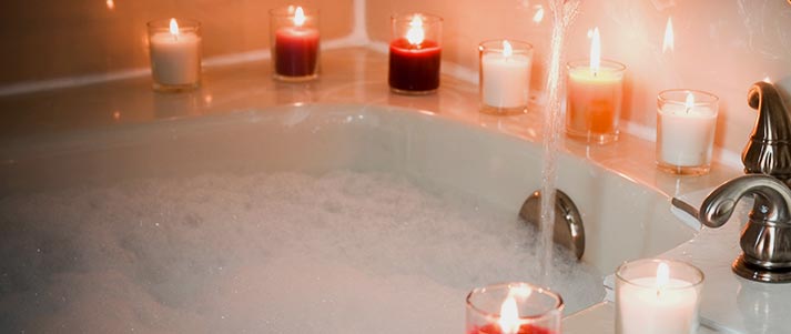 candles by a bath