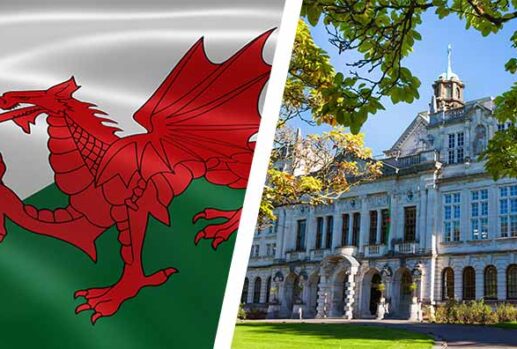 welsh flag and cardiff university