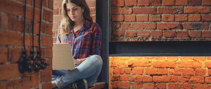 woman using laptop