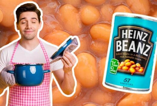 chef with baked beans