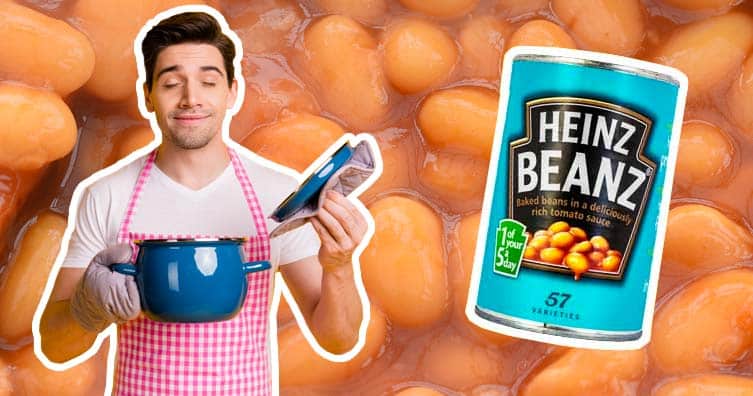 chef with baked beans