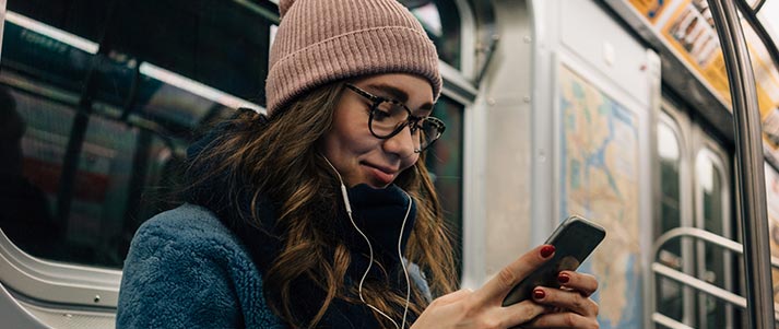 woman listening to music