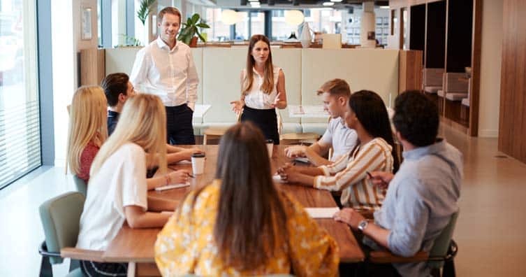 group of people in a meeting