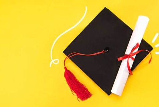 graduation cap and diploma