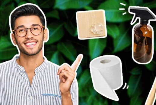 Man pointing at eco products