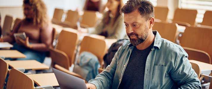 mature student in lecture hall