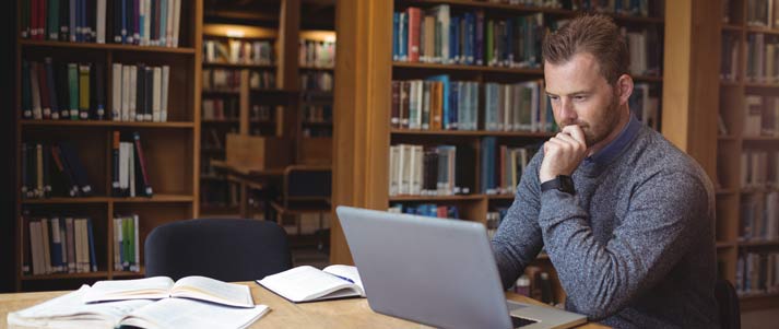 mature student in library