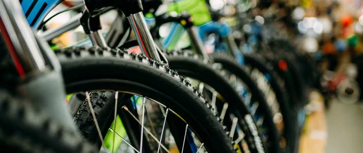 row of bikes in shop