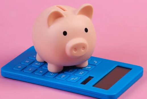 Piggy bank and calculator