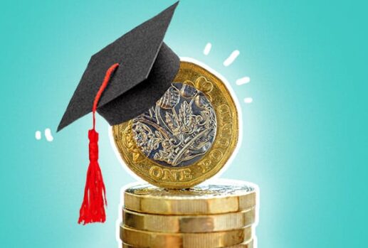 pound coins with graduation cap