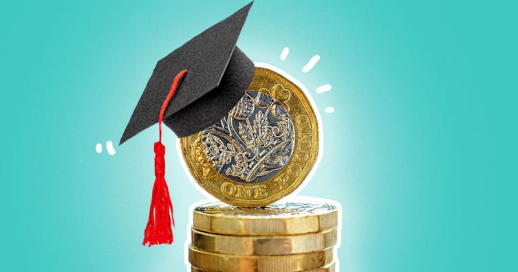 pound coins with graduation cap