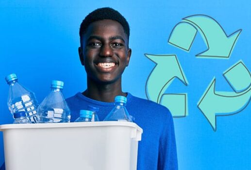 Man with recycling