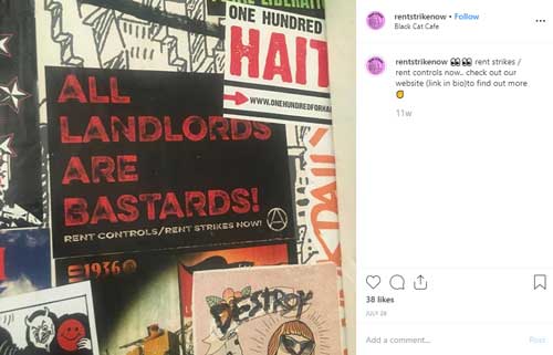 Rent Strike instagram post