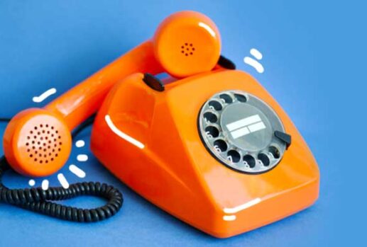 Orange retro phone off the hook