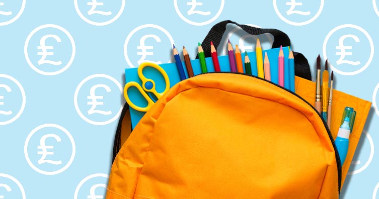 School bag with a pound-sign background