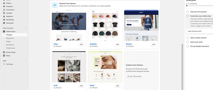 Shopify free themes