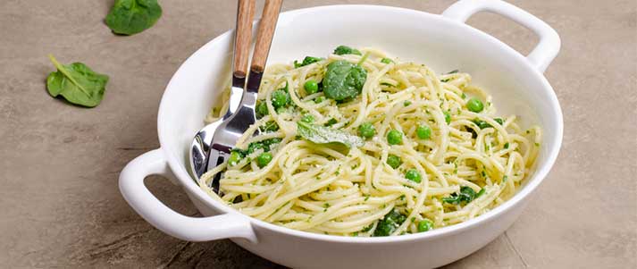 mint and pea spaghetti