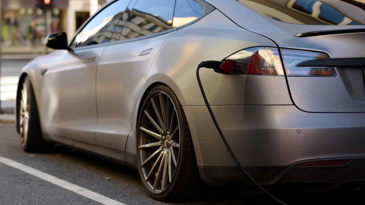 Tesla Model S plugged in and charging