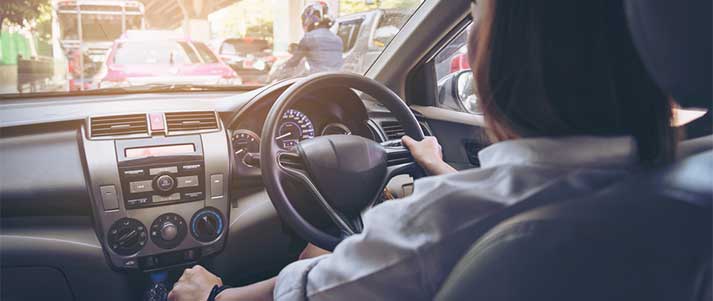 Woman driving a car