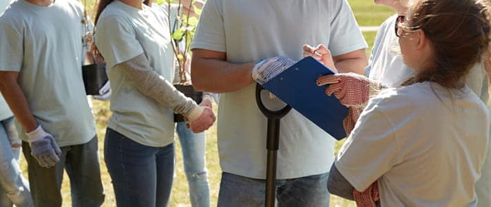 volunteers planting trees