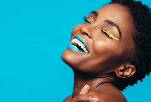 woman with colourful makeup