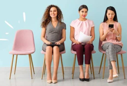 three women waiting for an interview