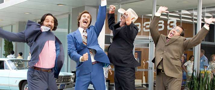 Anchorman characters cheering