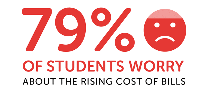 Infographic showing 79% worry about the rising cost of bills