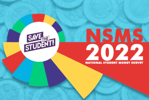 pound notes and text saying 'NSMS 2022 National Student Money Survey'